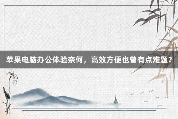 苹果电脑办公体验奈何，高效方便也曾有点难题？
